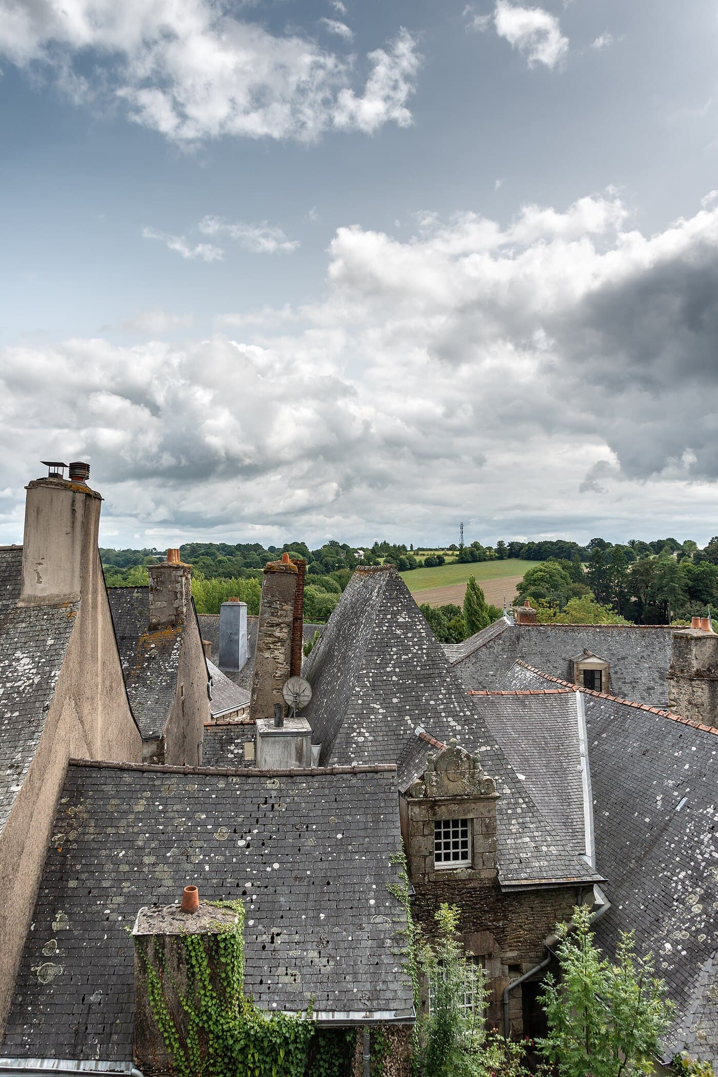 Toits ardoise traditionnels vus d'en haut